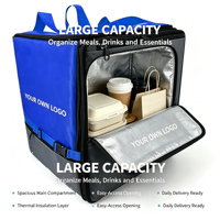 Sac à dos isotherme imperméable, sac de transport alimentaire réutilisable, pliable, grande capacité pour la livraison de pizzas, la restauration et les courses