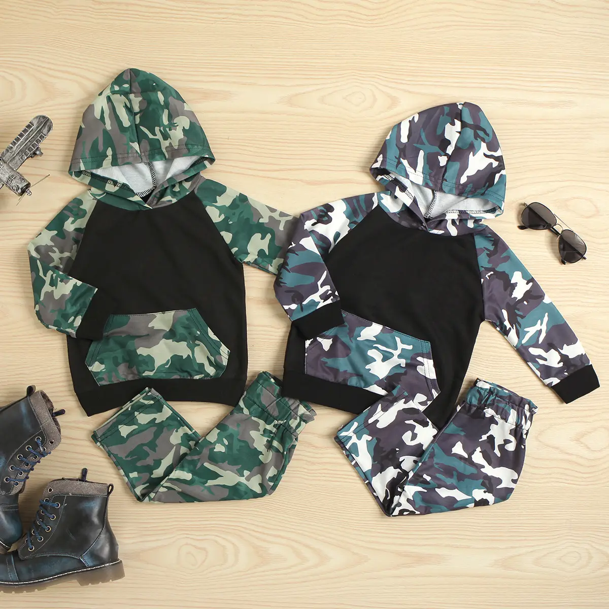 New Fashion Asian China Supplier Baby Wear Clothes Clothing Camouflage Set Of Ready To Ship