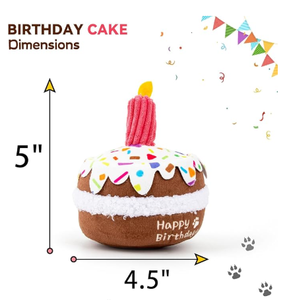 Peluche di lusso cane torta di compleanno giocattolo Pet Squeaky giocattolo con una fragola realizzata in plastica resistente - Product Image 3