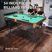Table de billard pliable STX de 54 pouces pour la maison avec cadre en MDF, coussin en caoutchouc, queues en PVC et support à billes, brosse – Jeu de billard d'intérieur portable
