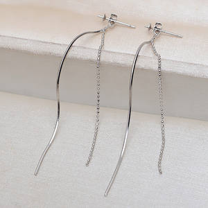 S925 Silver Long Tassel Earrings for Women DIY Pearl <b>Jewelry</b> Accessories Empty <b>Holder</b> Semi-Finished <b>Jewelry</b> Findings Components - Product Image 5