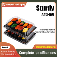 Boîtes d'emballage pour sushis en plastique jetables, écologiques, personnalisables, multi-spécifications, motifs variés, vente en gros pour la livraison à emporter