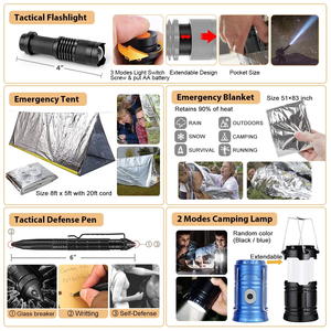 <span class=keywords><strong>Kit</strong></span> de Supervivencia de 250 Piezas con Bolsa Compatible con Sistema Molle, Tienda de Campaña de Emergencia, Linterna y Más, Excelente Regalo para Hombres, Camping y Actividades al Aire Libre - Product Image 4