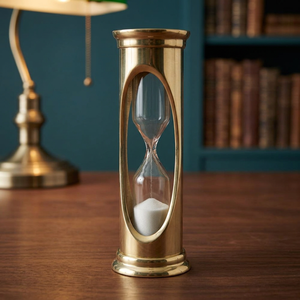 Superbe verre de sable blanc en laiton en objet décoratif objets promotionnels et de collection objet sablier élégant pour la décoration de bureau - Product Image 1