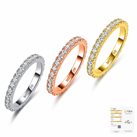 Bague Éternité Entièrement Pavée 2mm en Argent Sterling 925, Bague en Moissanite Certifiée pour Femme, Bijou d'Anniversaire de Mariage Taille 4-10