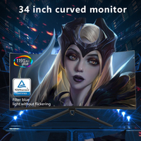 Monitor Gaming OEM Ultra Ancho de 34 Pulgadas, Pantalla Curva 4K, 165Hz, HDR, Monitor Curvo de 34 Pulgadas, Pantalla para PC, DP, Tipo-C