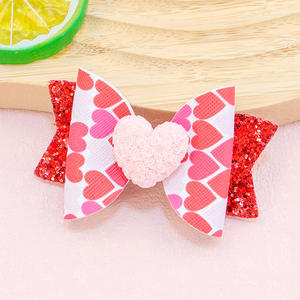 Nuevo Día de San Valentín cuero impreso amor arco xoxo Fiesta infantil fiesta pinza para el cabello accesorios para el cabello - Product Image 5