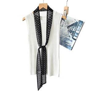 Pañuelo de seda fino con estampado de lunares, cinta decorativa para el cuello, cinturón, banda larga de moda, transpirable para el verano, venta al por mayor - Product Image 1