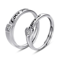 Bagues de fiançailles et de mariage romantiques personnalisables en argent sterling plaqué rhodium avec zircone cubique taille cœur sertie clos, CMA Party