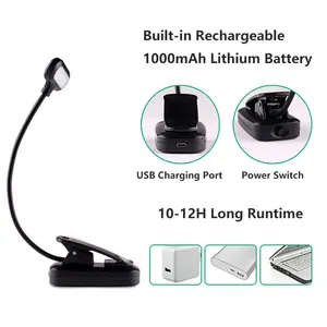 LED 데스크 램프 눈 돌보는 클램프 램프 USB 충전식 독서 조명 USB 충전 360 도 유연한 구즈넥 침대 야간 조명