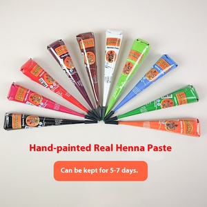 Una caja de 12 tonos naturales rojo granate negro India Henna pasta cono crema a base de plantas para acabado mate pintura de uñas con pecas - Product Image 4