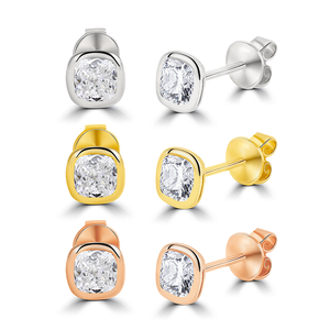 Starsfine Diamant Stud <b>Earring</b> Classic Style Fine jewelry Single Diamante Pendiente 14K Gold Lab Grown Diamond Bezel <b>Earrings</b> - Product Image 2