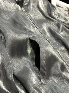 Chaqueta Casual de Primavera/Otoño, Moderna, Estilo Hip Hop, Corta, Delgada, Transpirable, Antiarrugas, con Cremallera, Textura Brillante, Top para Mujer - Product Image 2