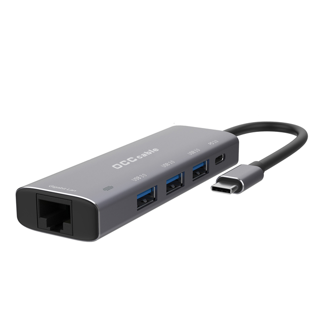 Gigabit Ethernet USB C Hub 5 in 1 Aluminum Type C Docking Station with 1000Mbps RJ45 Lan 100W PD 3 Ports USB 3.0 for Laptop