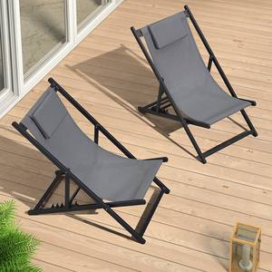 Chaise de plage pliable en aluminium, chaise longue en <span class=keywords><strong>toile</strong></span>, fauteuil inclinable pour solution de sièges d'extérieur avec repose-pieds, options légères - Product Image 4