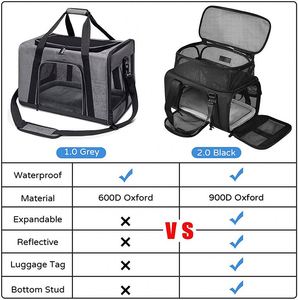 Sac de transport approuvé pour chats et chiens de petite et moyenne taille |   Sac de transport pour chien avec ventilation optimale |   4 fenêtres en maille, 3 entrées - Product Image 4