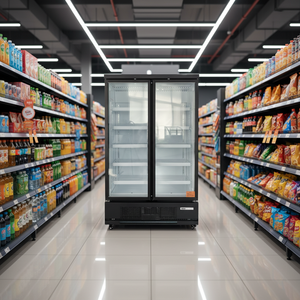 <span class=keywords><strong>Congélateur</strong></span> <span class=keywords><strong>vertical</strong></span> commercial de luxe avec refroidissement par air, sans givre, 2 portes, étagères réglables pour le stockage de la viande - Product Image 1