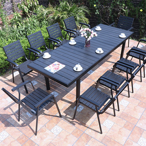 Conjunto de Comedor para Exterior, Mesa y Sillas de Plástico, Madera, Ratán, Metal, Aluminio, Estilo Contemporáneo - Product Image 6