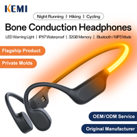 Produk Baru LED Luminous Light Strip Bone Conduction Sports Headphones IPX7 Waterproof Earbuds BT6.0 Headsets Wireless Earphones.
