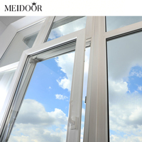 Ventana Abatible de Aluminio, Insonorizada, Resistente al Viento, con Rotura de Puente Térmico, Doble Acristalamiento, Paneles Fijos y Mosquitera
