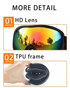 แว่นตาสกีแว่นตากันแดดป้องกัน Uv400สโนว์บอร์ดแว่นตากันแดดชิ้นเดียวสำหรับกีฬากลางแจ้งขนาดใหญ่กันลม - Product Image 4