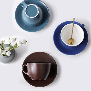 Macaron Bocca Larga Cappuccino Tazza di <span class=keywords><strong>Caffè</strong></span> con Piattino Europeo di Spessore Colorati Glassa di Ceramica Set Tazza di <span class=keywords><strong>Caffè</strong></span> Espresso - Product Image 2