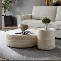 Table basse moderne Chunshulin, plateau en faux marbre, structure en métal, aucun assemblage requis, diamètre 39,37'', salon, appartement, maison