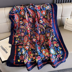 Wholesale 2025 Hot Sale Cheap Satin Scarf Fashion New Design Golden Vines Flower Print Long Silk Scarf Women - Product Image 2