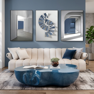 Ensemble d'art mural en métal bleu marine ARTFEB, grand portrait décoratif pour salon, chambre à coucher, bureau (20" x 28", 3 pièces) - Product Image 3
