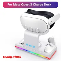 Station de charge pour accessoires Oculus VR Station de charge RVB pour Meta Quest 3, Pack batterie contrôleur, Fit Elite Head Strap