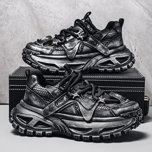 Men's <b>Shoes</b> 2025 Autumn New Style <b>Height</b>-<b>Increasing</b> Outdoor Casual Sports Versatile Wear-Resistant Thick-Soled Black Lace-up - Product Image 2