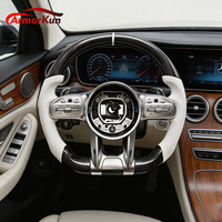 Volant luxueux et exquis en cuir blanc et fibre de carbone pour Mercedes-Benz Classe C, Classe E, GLC, GLE, CLS