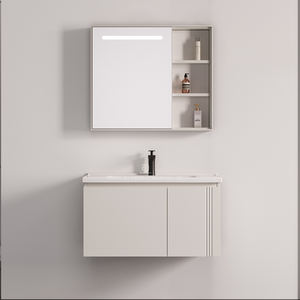 Conjunto <span class=keywords><strong>de</strong></span> Muebles <span class=keywords><strong>de</strong></span> Baño Modernos para Colgar en la Pared, Gabinete <span class=keywords><strong>de</strong></span> Baño Resistente al Agua <span class=keywords><strong>de</strong></span> PVC con Espejo, Marca BF Factory - Product Image 1