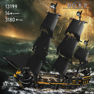 MOULD KING-Blocs de construction de <span class=keywords><strong>bateau</strong></span> de pirate pour adultes, kit de construction éducatif pour enfants, briques MOC, modèle de <span class=keywords><strong>bateau</strong></span> noir, 13199 - Product Image 2