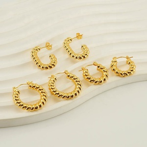 Pendientes de Acero Inoxidable con Diseño Geométrico 2025, Chapados en Oro de 18K, Hipoalergénicos, Regalo de San Valentín a la Moda - Product Image 3