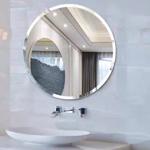 Miroir de salle de bain rond en <span class=keywords><strong>verre</strong></span> doré Art Déco moderne, <span class=keywords><strong>cadre</strong></span> flottant, épaisseur 4 mm, personnalisable, décoration de meubles de salon - Product Image 5