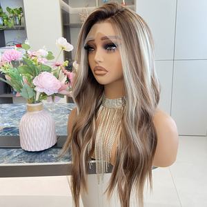 Venta Directa: Peluca Sintética Larga Ondulada con Encaje Frontal 13x4, Color Castaño de Alta Calidad, Peluca de Fibra con Partidura Lateral 13x4 - Product Image 2