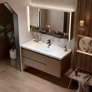 Nouvel ensemble de lavabo en céramique de pierre frittée sans joint pour salle de bain, meuble-lavabo <span class=keywords><strong>Paris</strong></span> au design moderne pour hôtel et appartement - Product Image 3