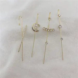 Orecchini a forma di C Clear Cubic Zirconia Sparking Climber Piercing all'orecchio cartilagine per le donne ragazze Ear Wrap Crawler Hook Earring