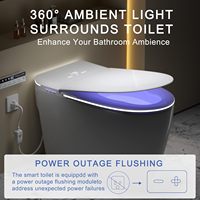 Bidet intelligent de luxe Toilette de salle de bain moderne sans réservoir à fermeture automatique en douceur avec siège chauffant réglable et température de l'eau