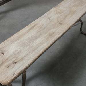 <span class=keywords><strong>Banc</strong></span> vintage en teck 60 ans pieds en <span class=keywords><strong>fer</strong></span> d'origine Rajasthan décor intérieur extérieur rustique polyvalent élégant - Product Image 3