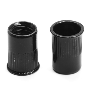 Écrou à riveter aveugle à tête plate en acier au carbone zingué noir/acier inoxydable 304, M3 M4 M5 M6, écrou à insérer fileté à corps moleté - Product Image 1