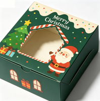 Boîte à biscuits de Noël en forme de maison avec fenêtre, motif Père Noël mignon pour les cadeaux de fête de Noël, emballage de bonbons