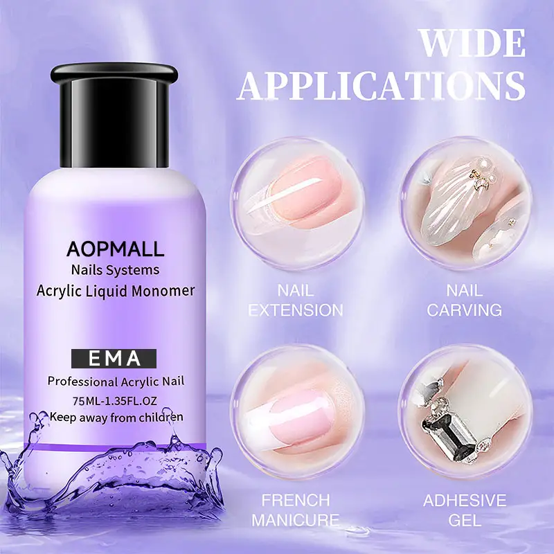 AOPMALL Private Label EMA Monomer Acrylic Nail Liquid and Acrylic Powder Nail Extension 3D Nail Art