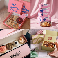Boîtes en papier personnalisées pour emballer les aliments, boîtes à biscuits, boîtes à beignets, boîtes en papier faciles à plier pour pâtisseries, biscuits, gâteaux, en-cas