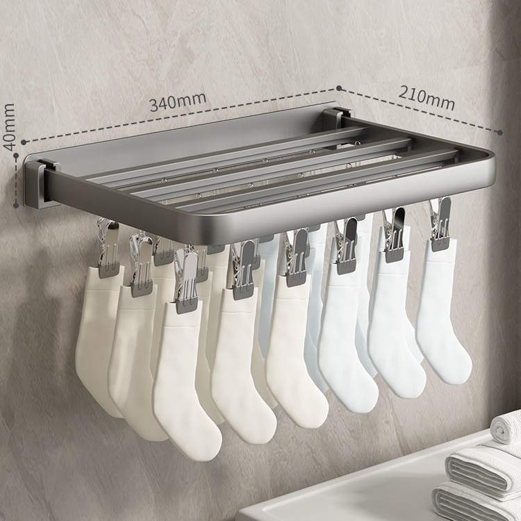 18-Clip Wall-Mounted Sock Rack - Gunmetal Gray