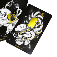 Jeu de 78 cartes de tarot personnalisées en papier d'art avec impression offset CMYK et dorure à chaud, avec boîte de rangement, pour les boutiques de cadeaux