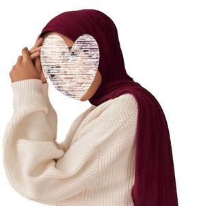 Jersey tela elástica musulmán <span class=keywords><strong>Hijab</strong></span> bufanda chal envoltura turbante colores sólidos ropa India última moda capwear Sombrero estilo - Product Image 5