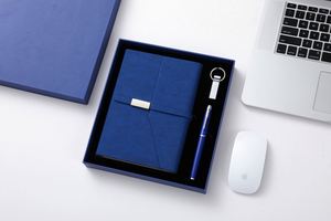 Modern Embossed PU Leather <b>Notebook</b> Gift <b>Set</b> with Pen and Keychain-Multifunction Handmade Promotional Office Product for Events - Product Image 2