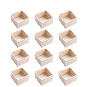 8 Pack 4x 4Rustic Wooden Boxes Unfinished Wooden Box For Crafts Home Decoration Table Centerpiece Boxes